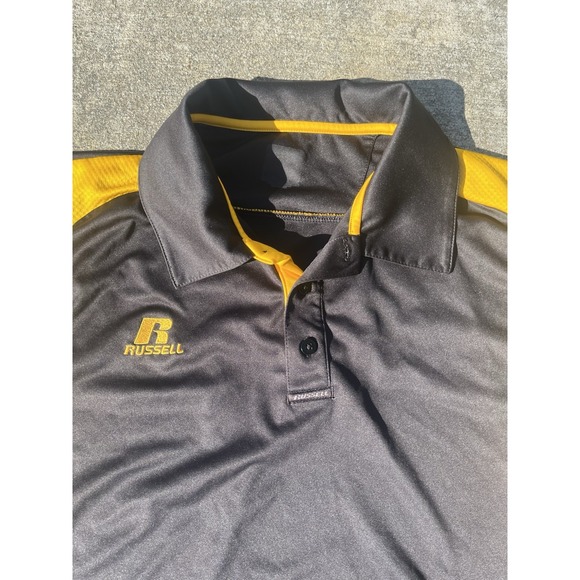 Russel Black And Yellow Striped Polo Shirt Size Large - Picture 4 of 7